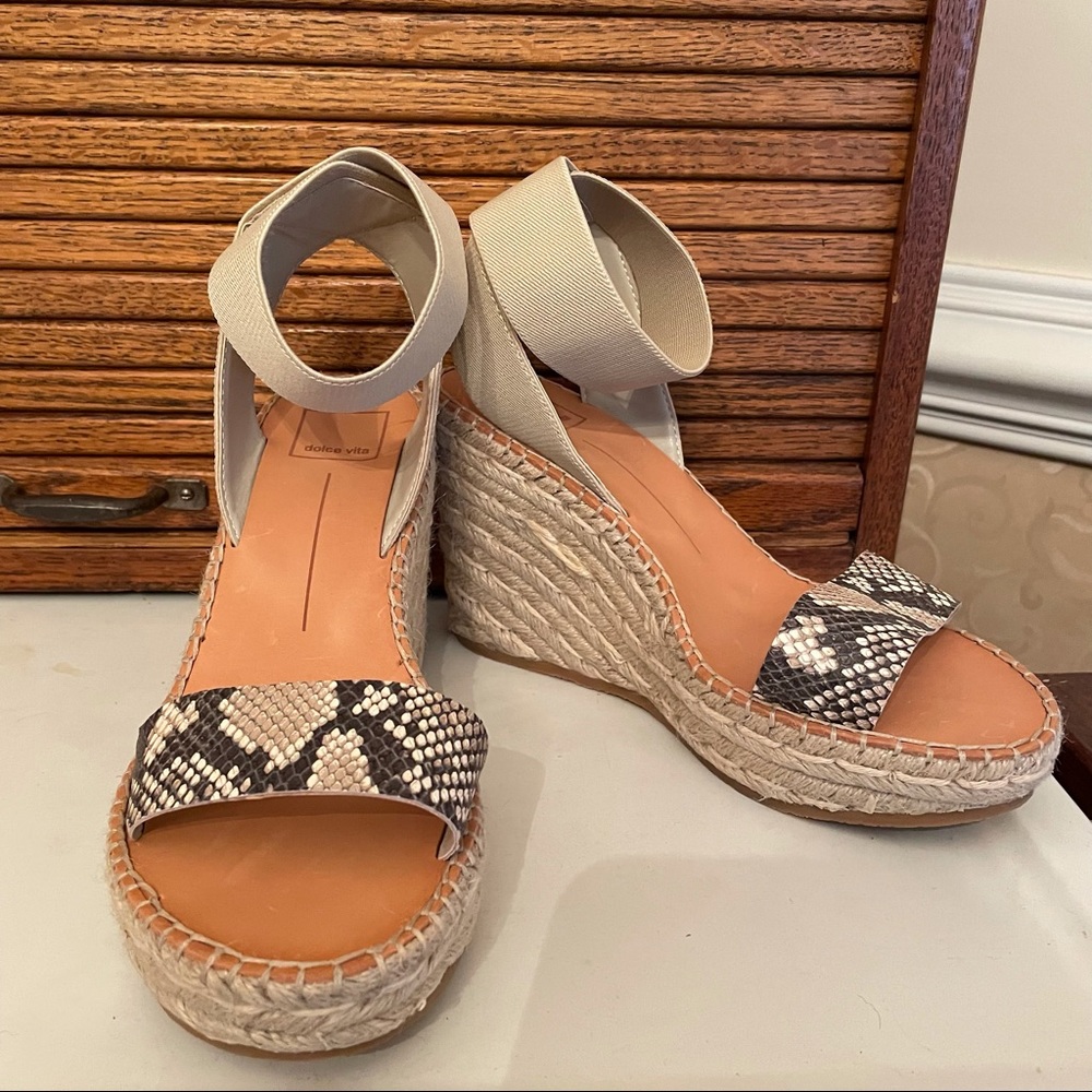 Dolce vita snakeskin espadrille sandal wedge heels